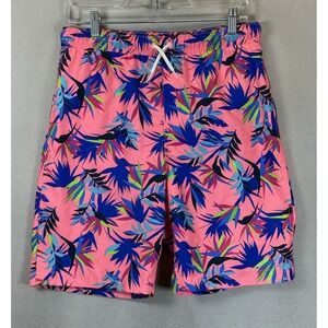 Lands End Boy's Sz 2XL (18-20) Pink Tropical Prints Mesh Lined Swim Trunk Shorts